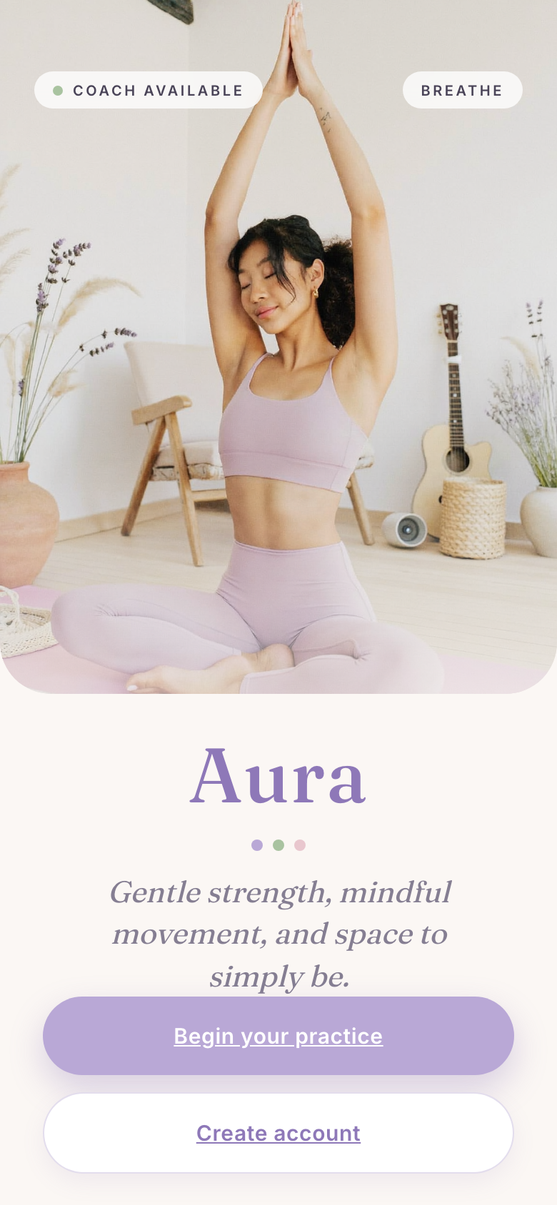 Aura theme — soft minimal wellness client app