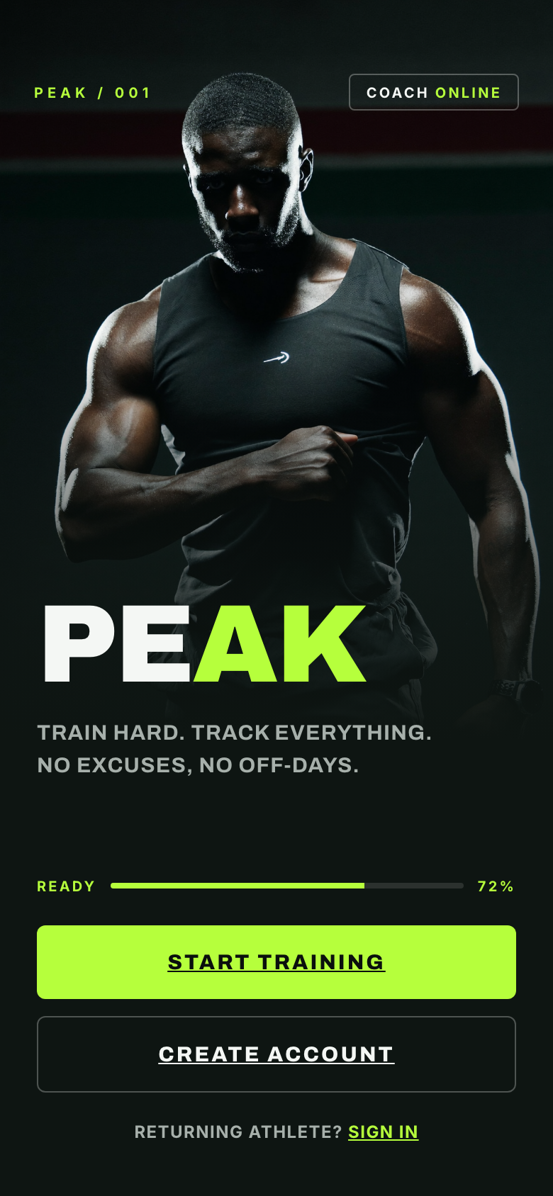Peak theme — bold performance client app